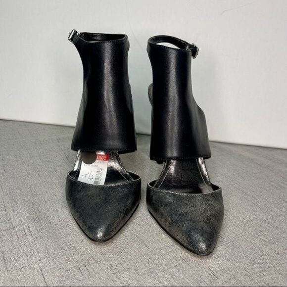 BCBGeneration Chaser Black Leather Pewter Stiletto Heel Nwt - Picture 7 of 11